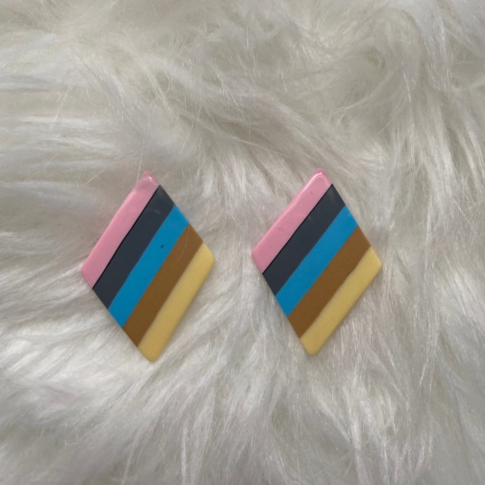 Rainbow Stripe Slight Dangle Earrings